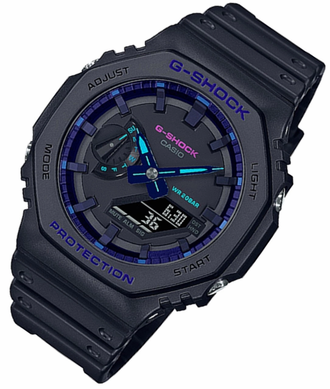 Casio G-shock GA-2100VB-1A Digital Analog Rubber Strap Watch For Men
