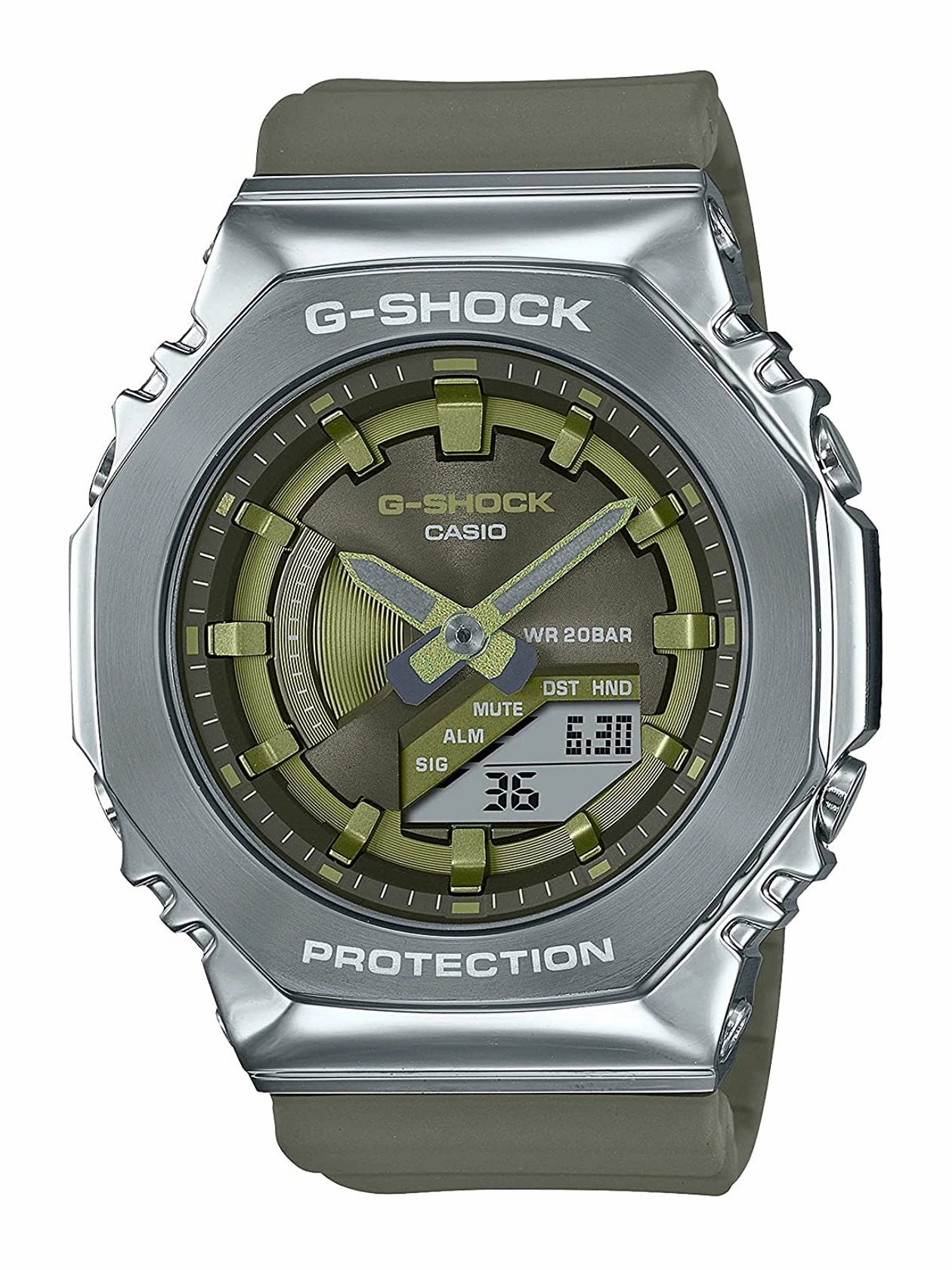 Casio G-Shock Metal-Clad Octagonal Womens Watch Green GMS2100-3A