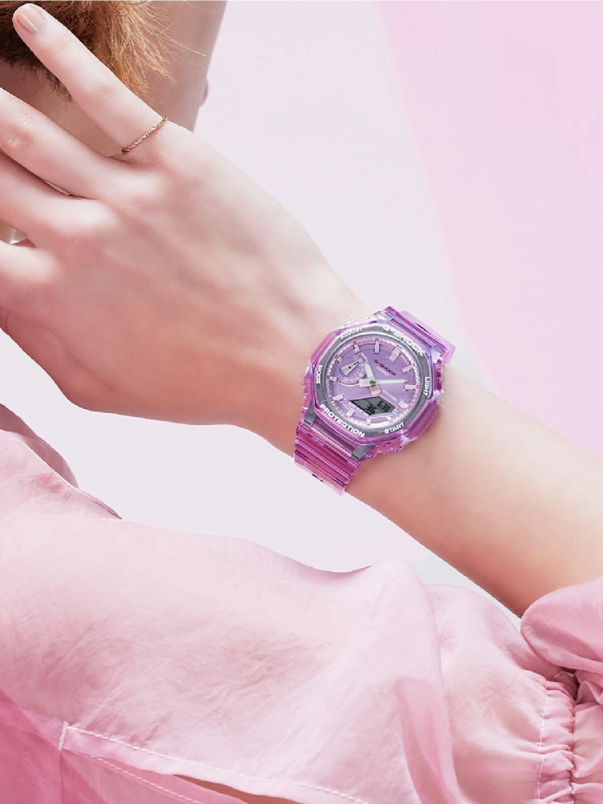 Casio G-Shock Mini CasiOak METALLIC SKELETON Womens Pink Watch GMA-S2100SK-4A