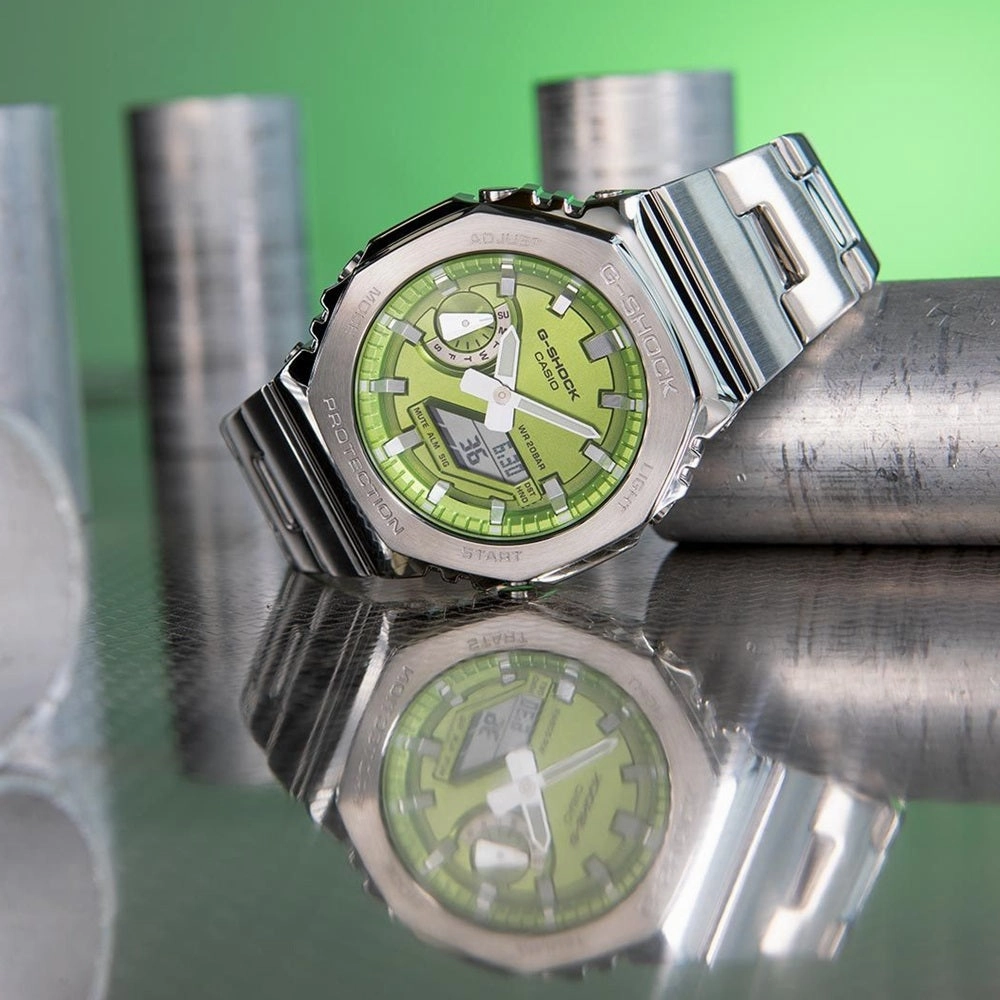 Casio G-Shock Steel Green Metallic Dial Mens Watch GM-2110D-3AER