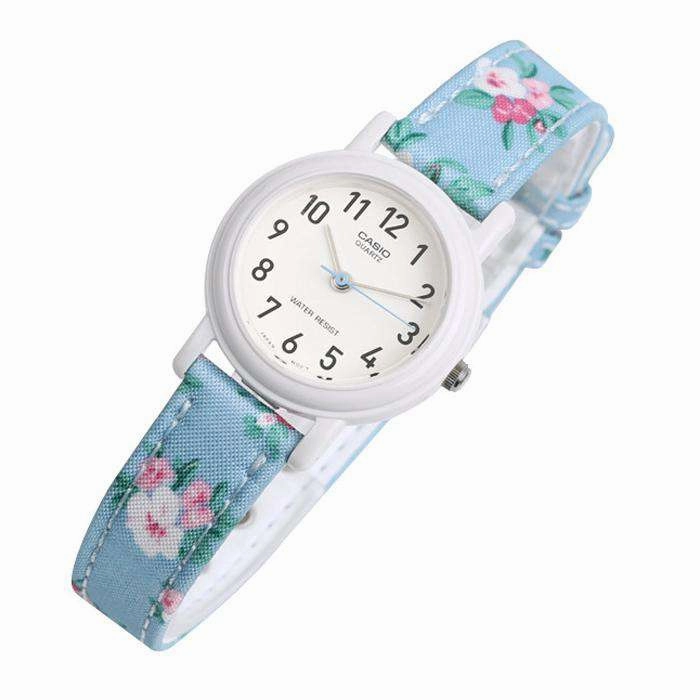 Casio LQ-139LB-2B2 Blue Floral Leather Strap for Women