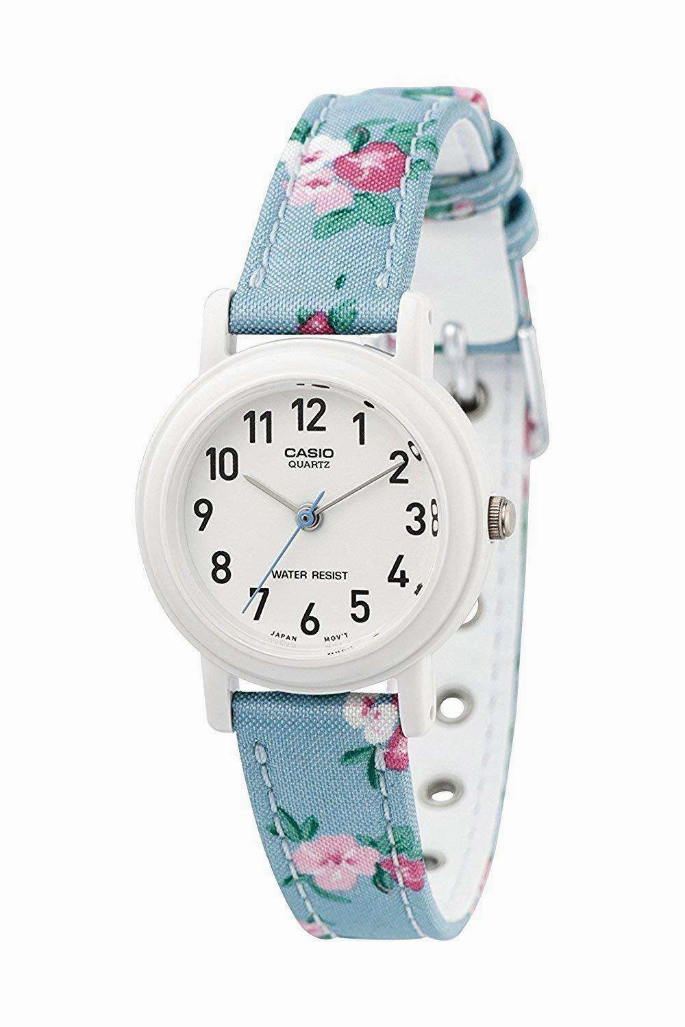 Casio LQ-139LB-2B2 Blue Floral Leather Strap for Women