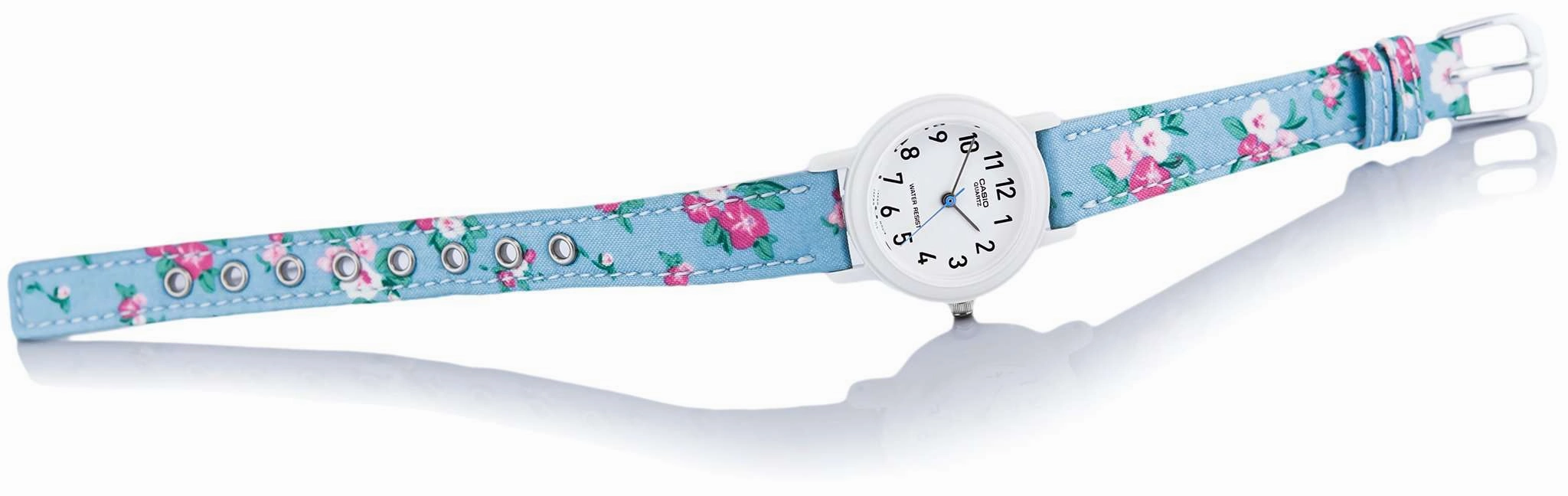 Casio LQ-139LB-2B2 Blue Floral Leather Strap for Women