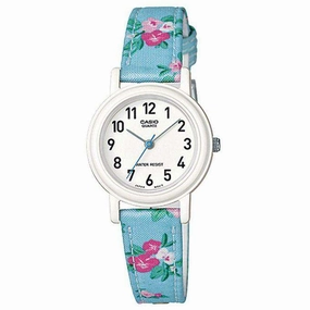Casio LQ-139LB-2B2 Blue Floral Leather Strap for Women