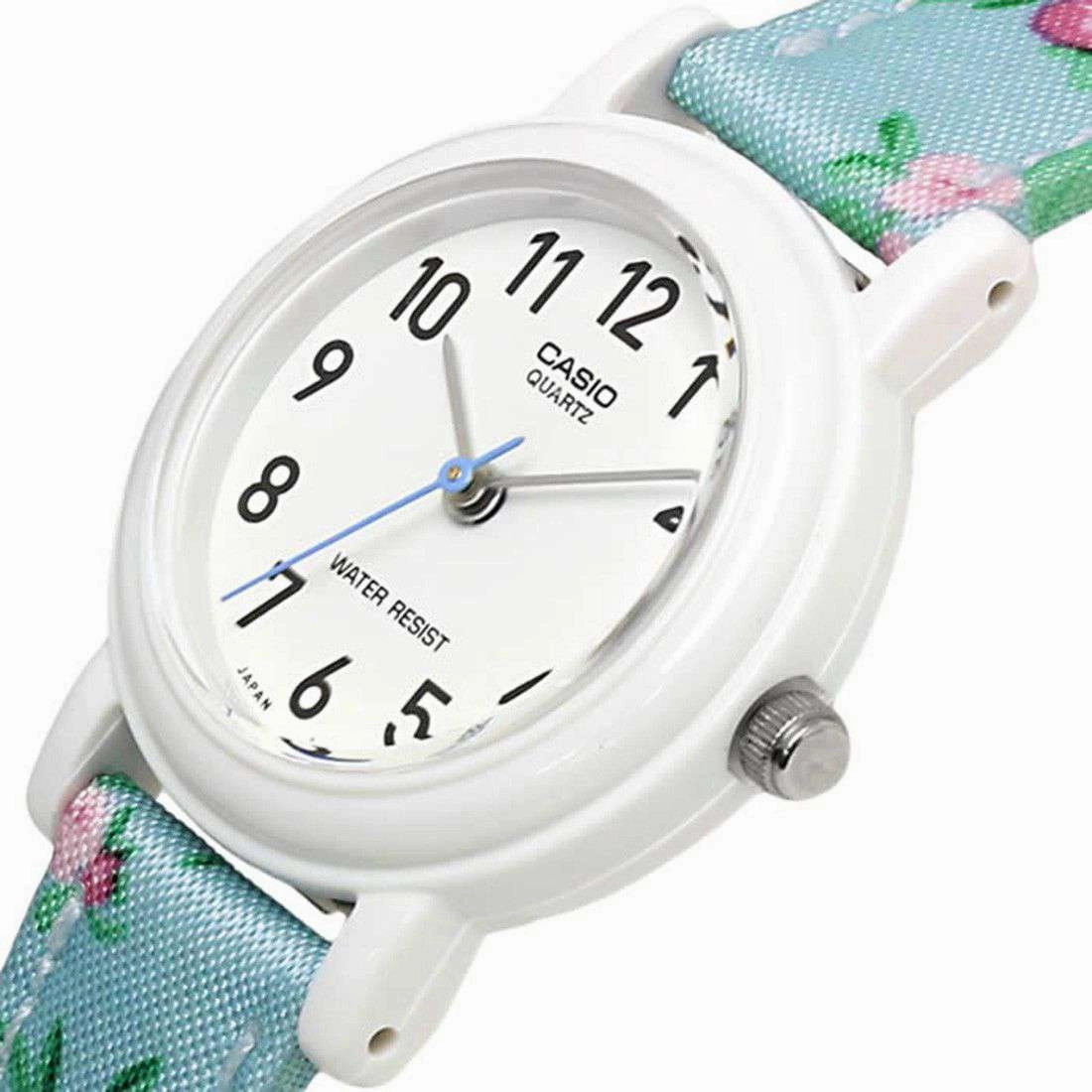 Casio LQ-139LB-2B2 Blue Floral Leather Strap for Women