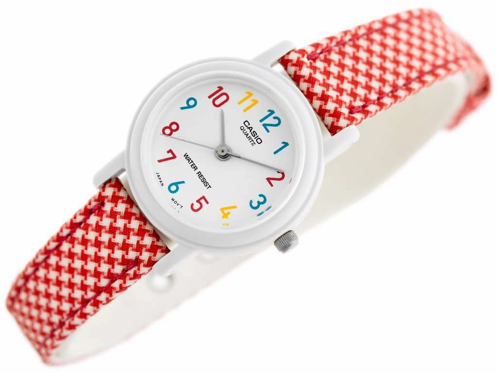 Casio LQ-139LB-4B Red Leather Strap Watch for Women