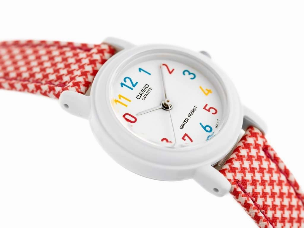 Casio LQ-139LB-4B Red Leather Strap Watch for Women