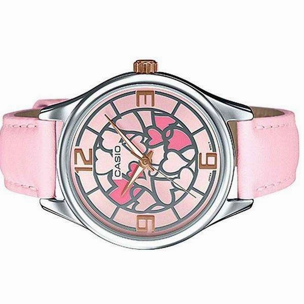 Casio LTP-E128L-4A Pink Leather Strap Watch for Women