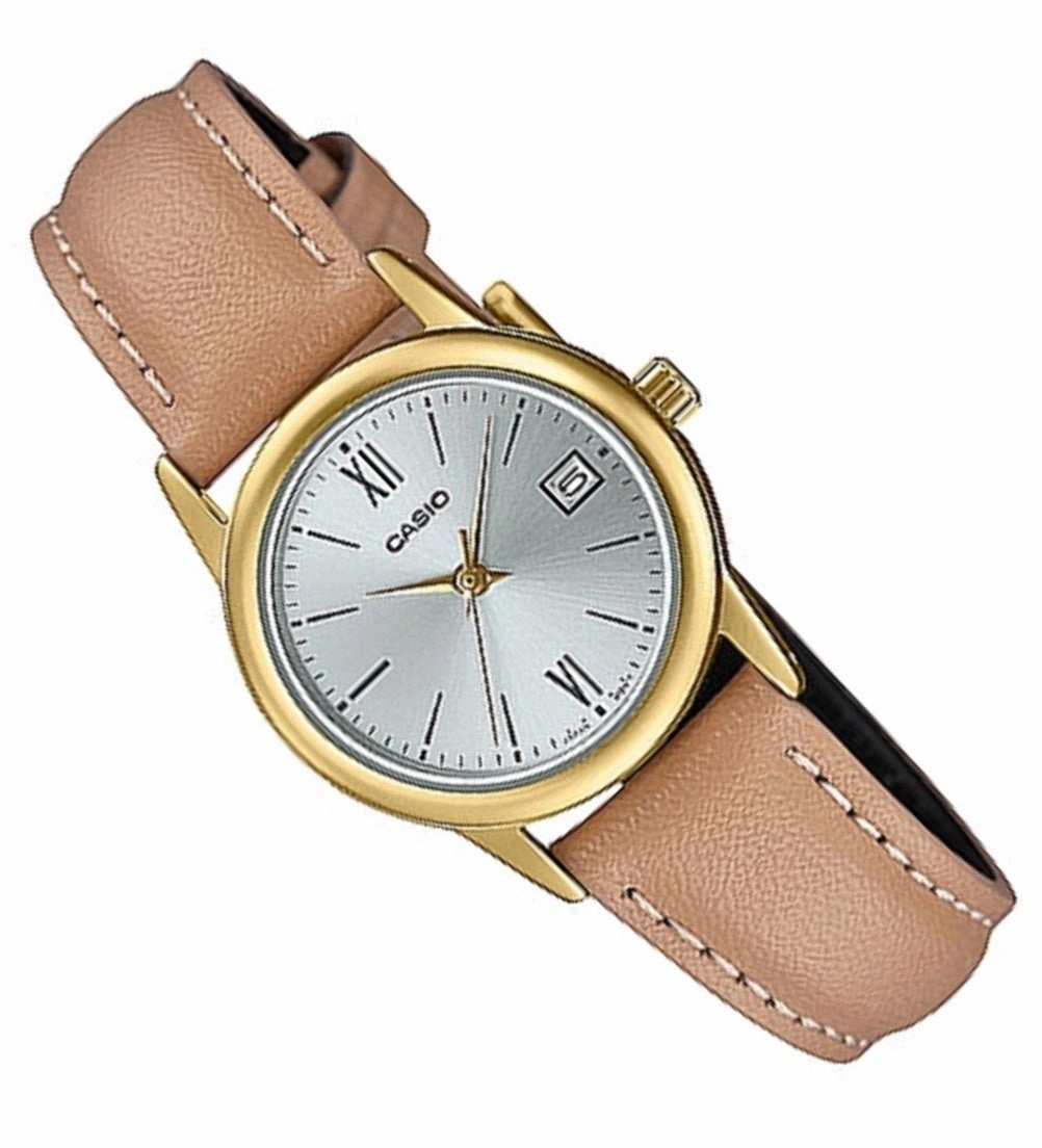 Casio LTP-V002GL-7B3 Light Brown leather strap for Women