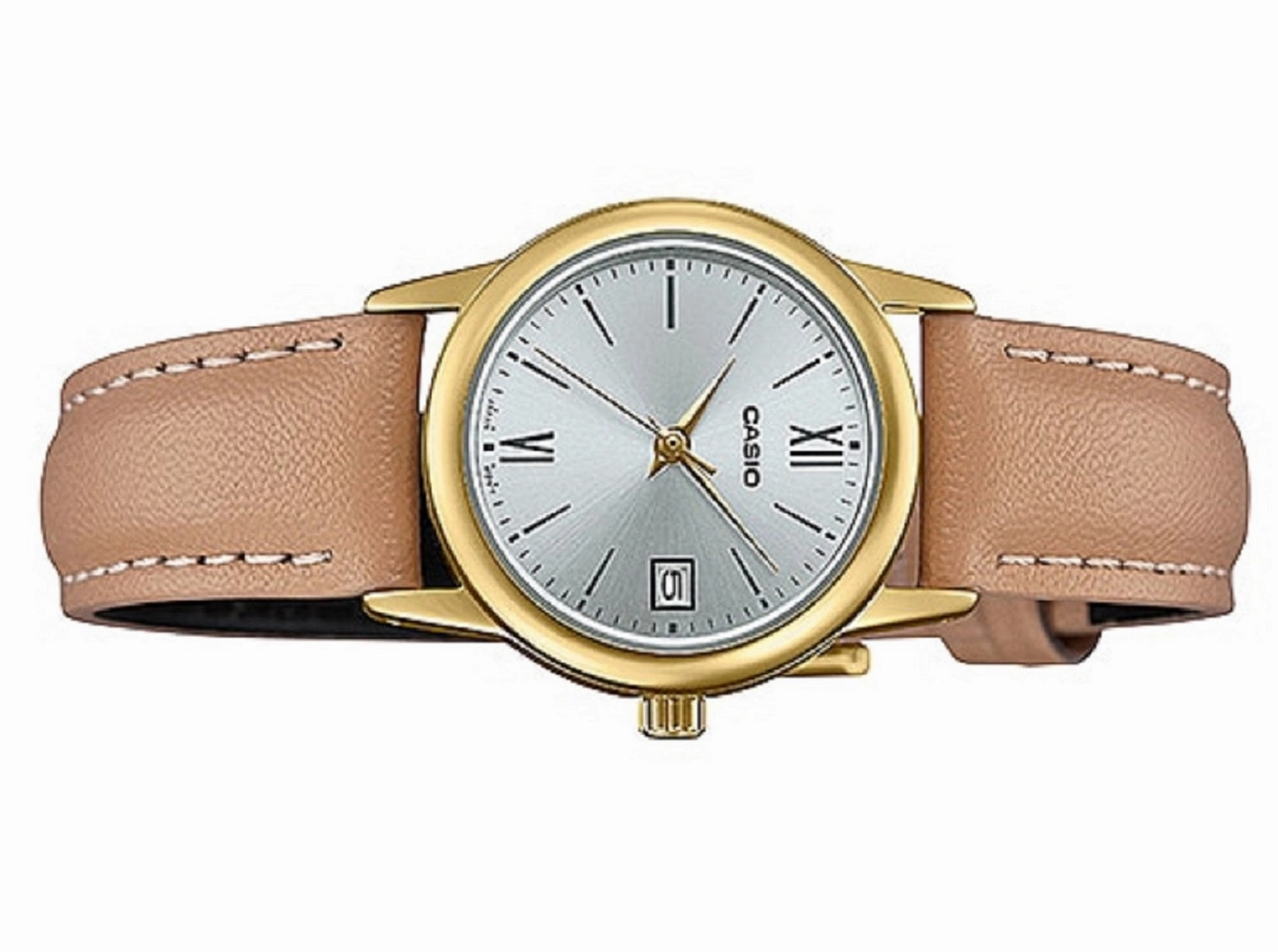 Casio LTP-V002GL-7B3 Light Brown leather strap for Women
