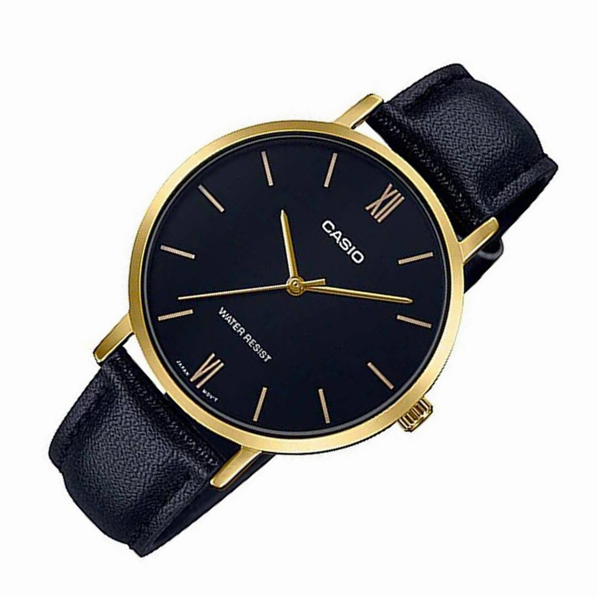 Casio LTP-VT01GL-1B Black leather Strap Watch for Women