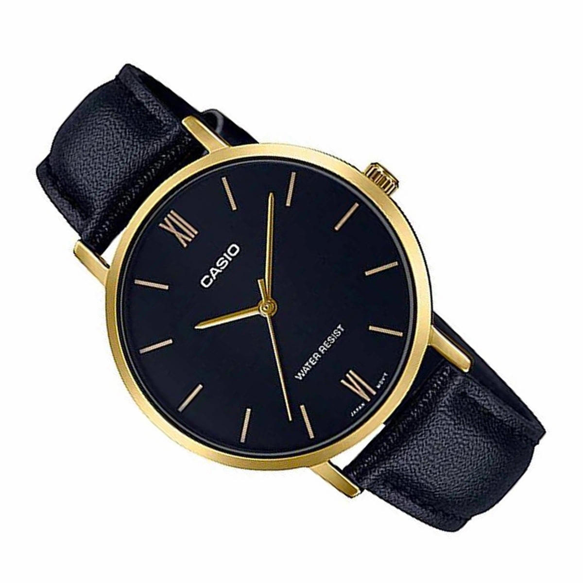 Casio LTP-VT01GL-1B Black leather Strap Watch for Women