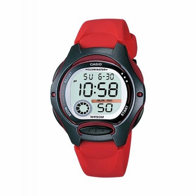 Casio LW-200-4A Red/Black Resin Strap Watch for Women
