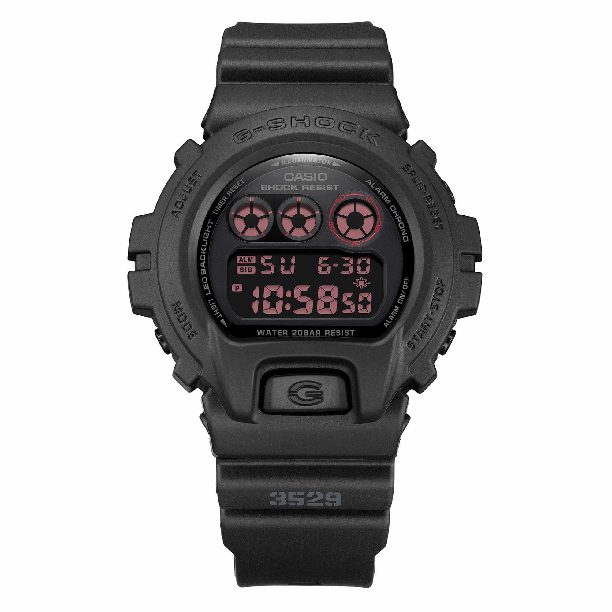 Casio Men's Alarm Watch - G-Shock Classic Dive Digital Black Dial | DW6900MS-1