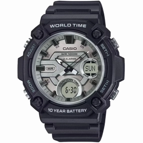 Casio Men's Watch World Time Green and Grey Analog-Digital Dial AEQ-120W-7AVCF