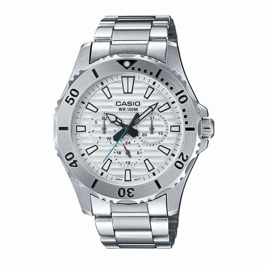 Casio MTD-1086D-7A Silver Stainless Steel Strap Watch for Men