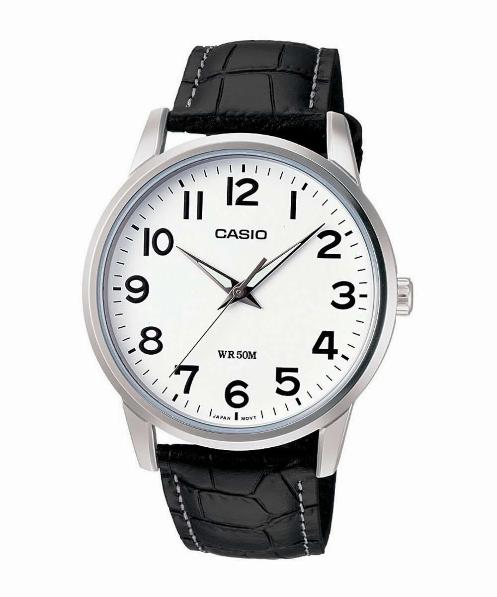 Casio MTP-1303L-7BVDF Black Leather Strap Watch for Men