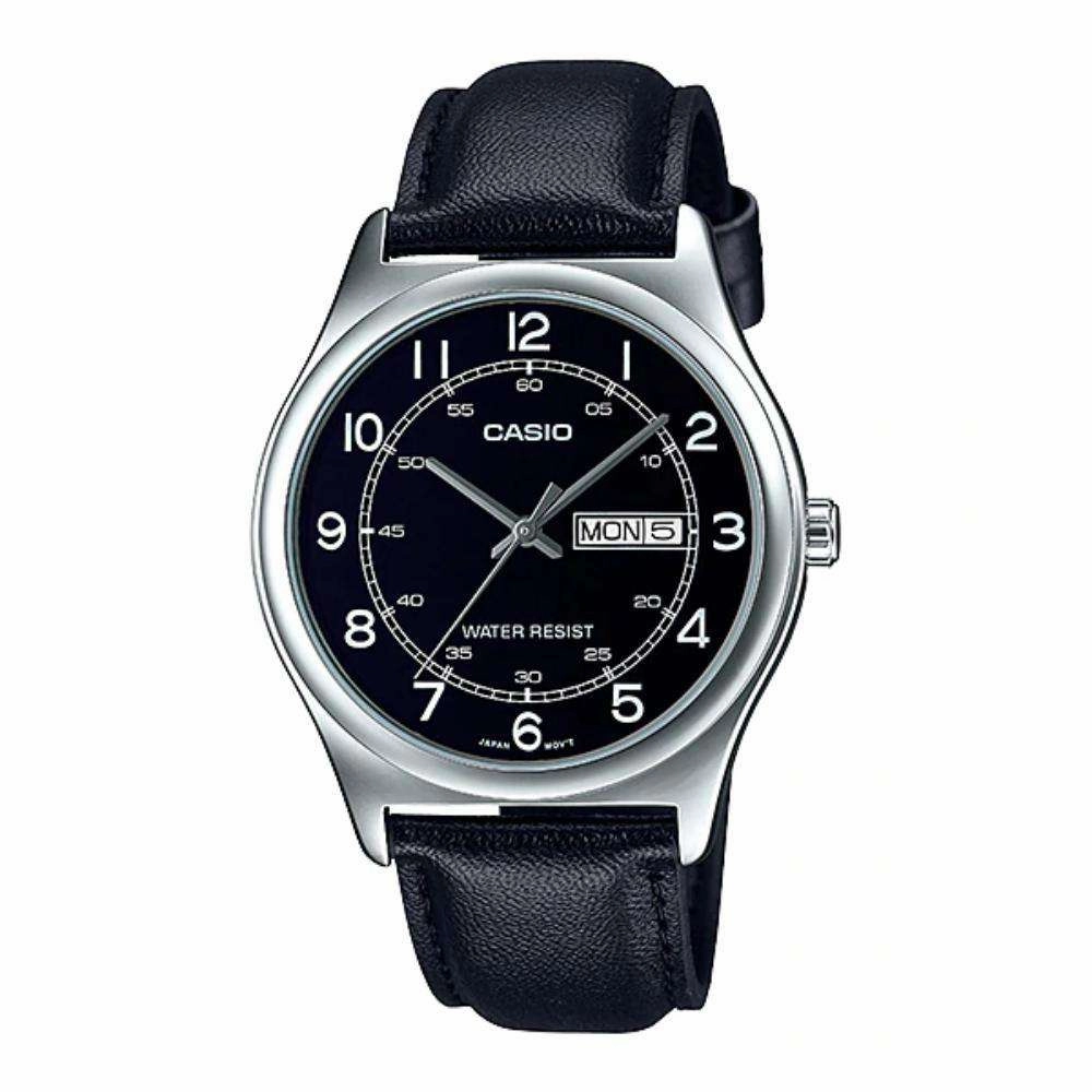 Casio MTP-V006L-1B2 Black Leather Watch for Men