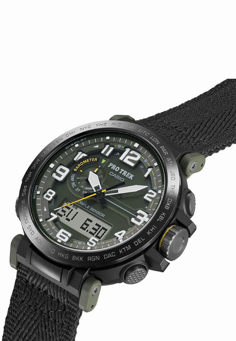 Casio Pro Trek PRG-601YB-3DR Digital Analog Nylon Strap Solar Watch For Men