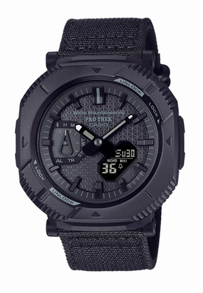 Casio Protek PRJ-B001WM-1DR Digital Analog Nylon Strap Solar Watch for Men