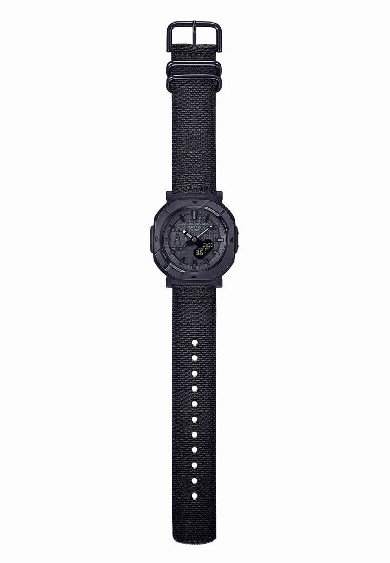 Casio Protek PRJ-B001WM-1DR Digital Analog Nylon Strap Solar Watch for Men