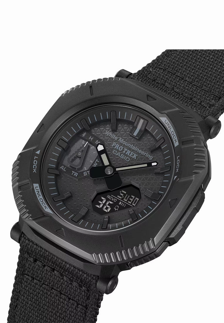 Casio Protek PRJ-B001WM-1DR Digital Analog Nylon Strap Solar Watch for Men