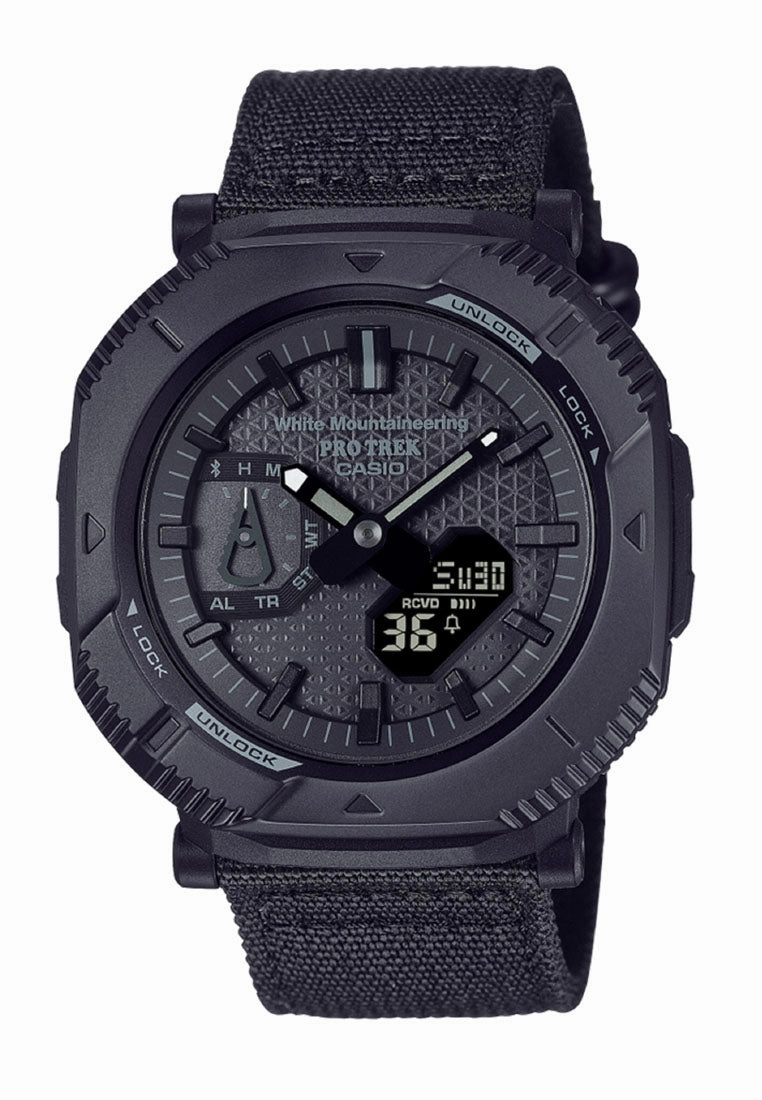 Casio Protek PRJ-B001WM-1DR Digital Analog Nylon Strap Solar Watch for Men