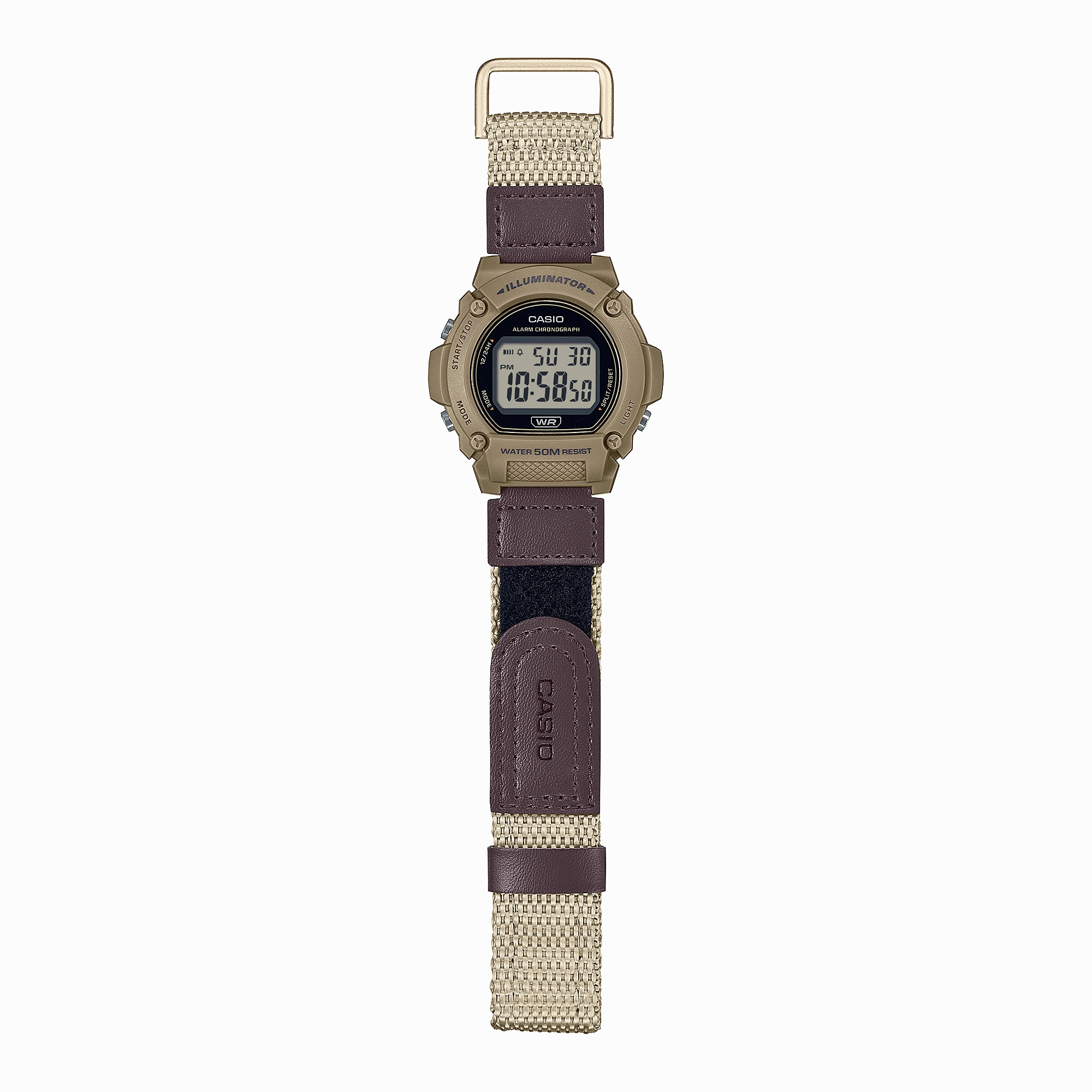 Casio Standard Brown Fabric Strap Brown Dial Watch W219HB-5A
