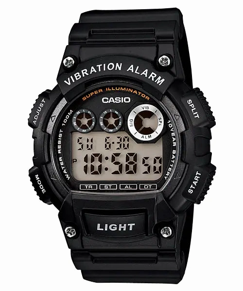Casio Super Illuminator Black Resin Band Watch W735H-1A