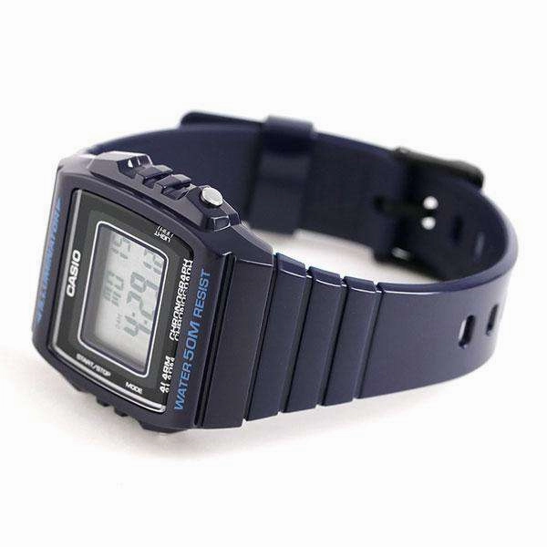 Casio W-215H-2A Navy Blue Resin Strap Watch For Men and Women