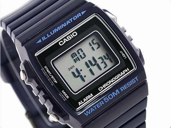 Casio W-215H-2A Navy Blue Resin Strap Watch For Men and Women