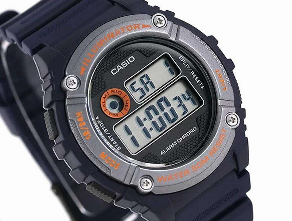 Casio W-216H-2B Blue Resin Digital Watch for Men