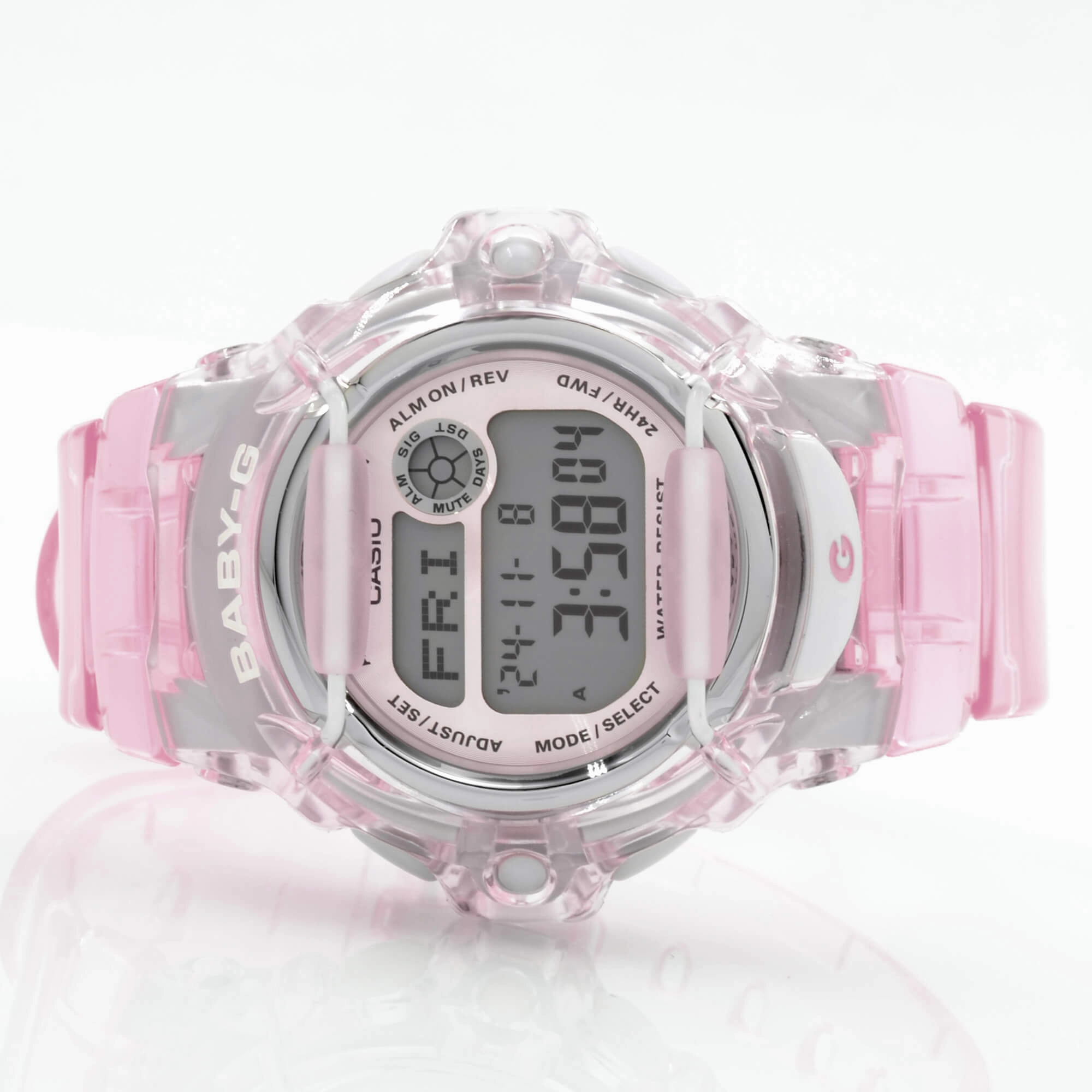 Casio Women's Alarm Watch - Baby-G Pink Transparent Strap Digital Dial | BG169R-4