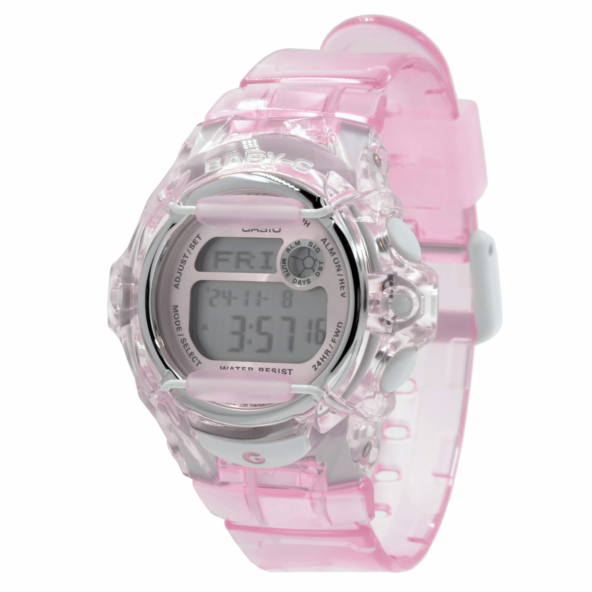 Casio Women's Alarm Watch - Baby-G Pink Transparent Strap Digital Dial | BG169R-4