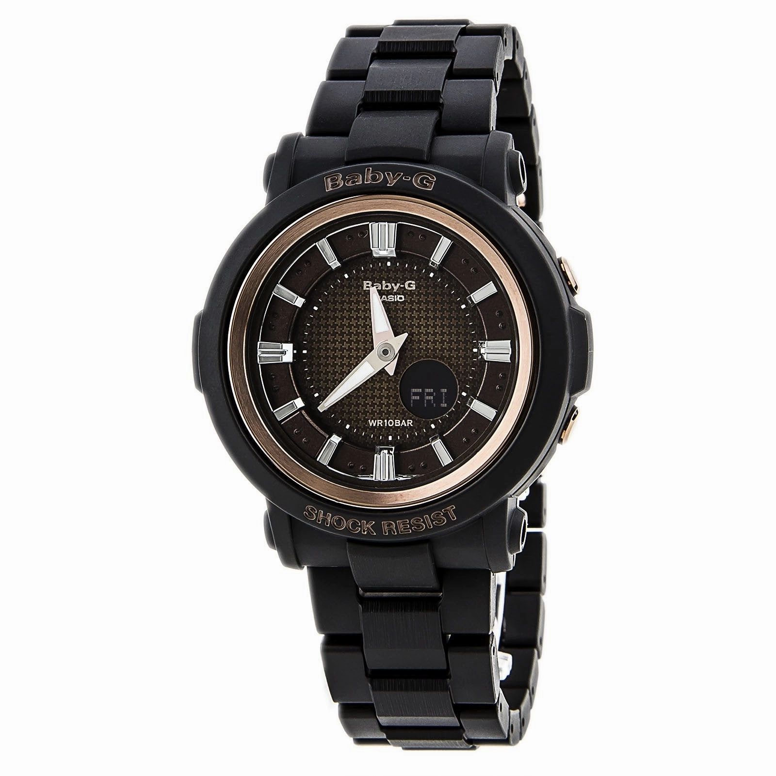 Casio Women's Baby-G Brown Ana-Digi Dial Black Fine Resin Alarm Watch | BGA301-1A