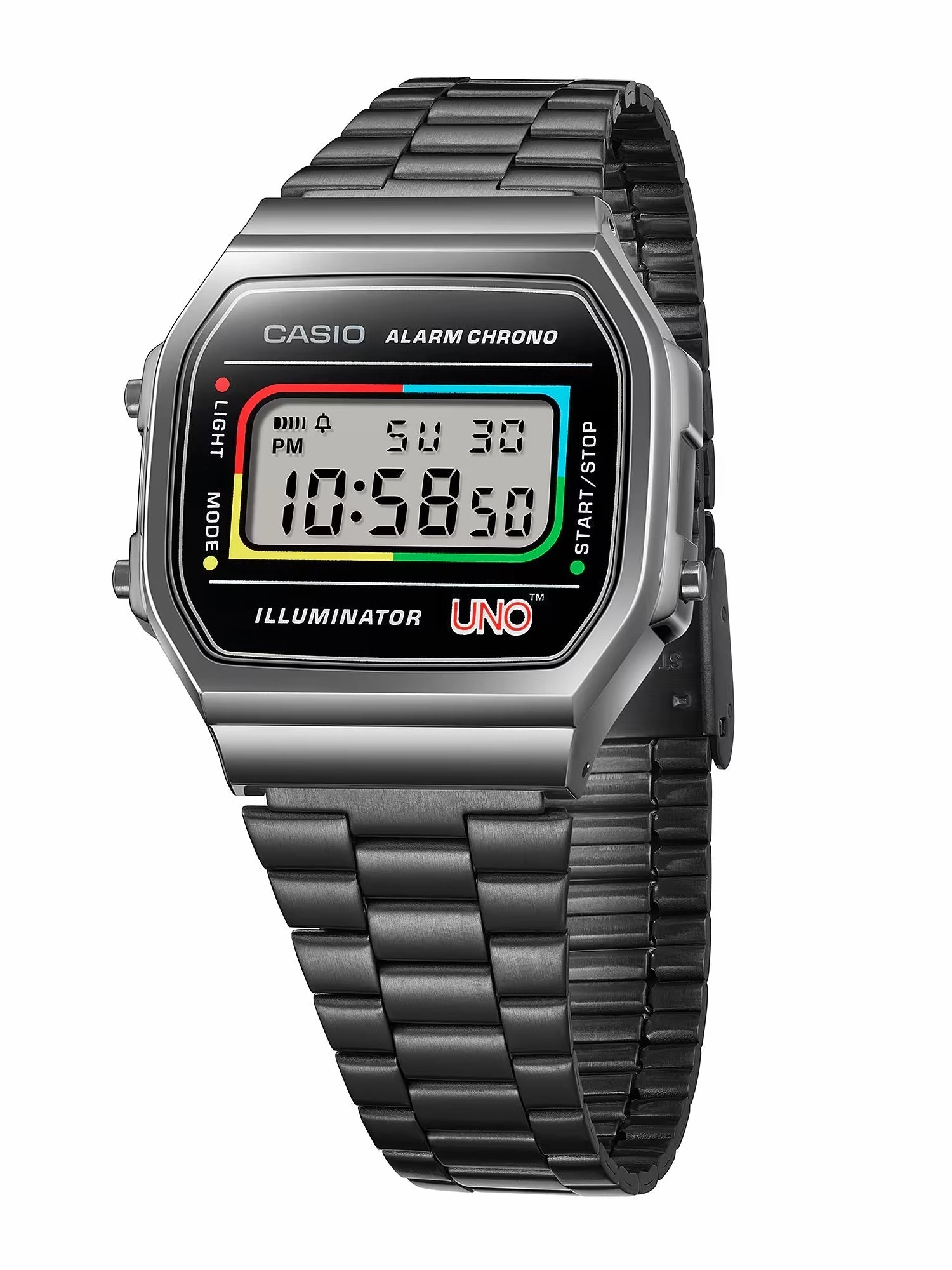 CASIO x UNO Collaboration Vintage Series Black Digital Watch A168WEUC-1A