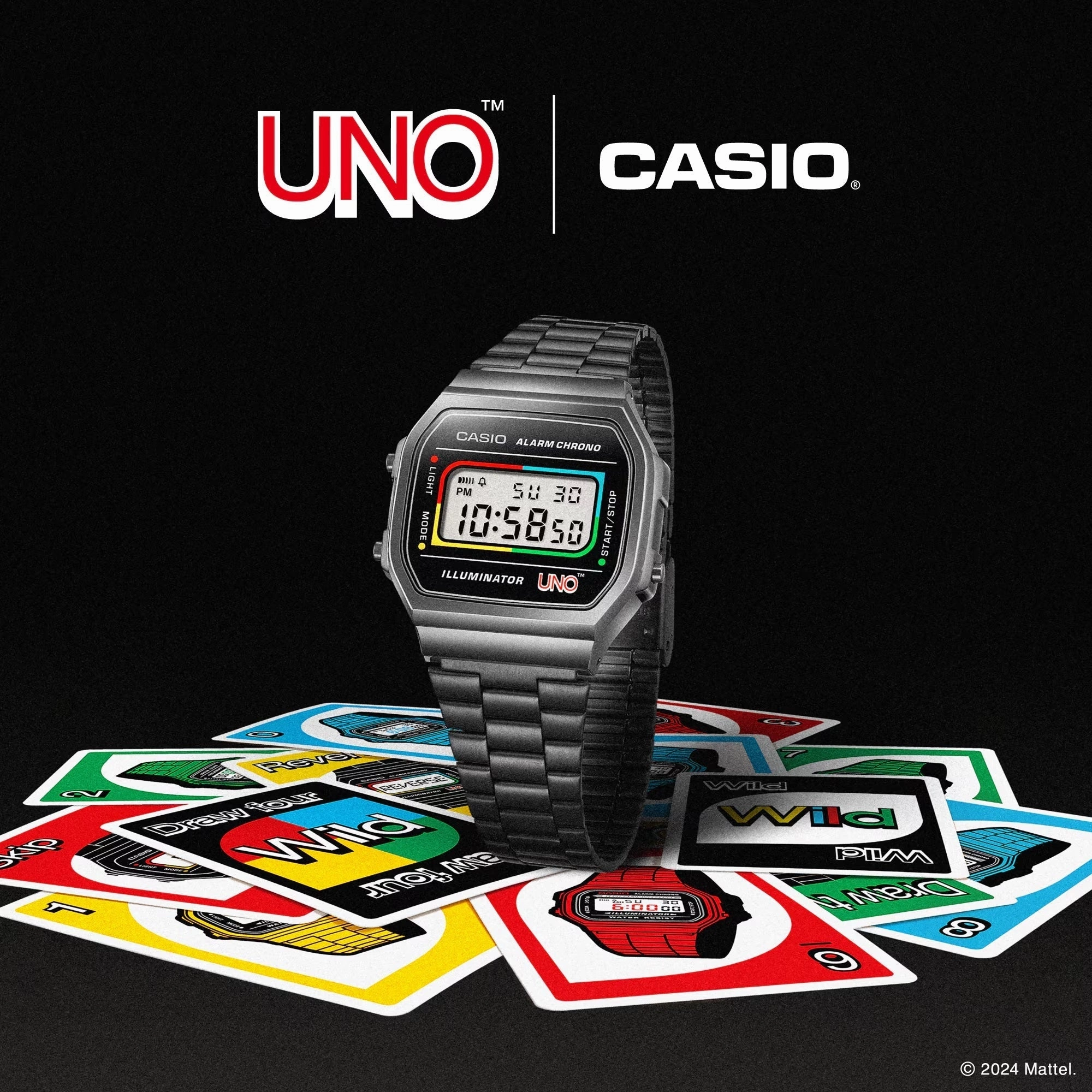 CASIO x UNO Collaboration Vintage Series Black Digital Watch A168WEUC-1A