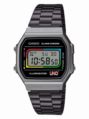 CASIO x UNO Collaboration Vintage Series Black Digital Watch A168WEUC-1A