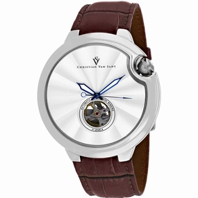 Christian Van Sant Men's Watch - Cyclone Automatic Silver Dial Brown Strap | CV0141