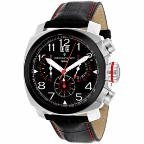 Christian Van Sant Men's Watch - Grand Python Quartz Black Leather Strap | CV3AU1