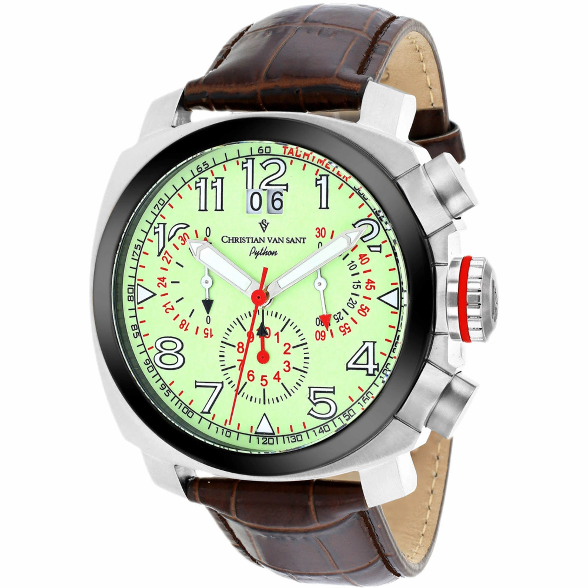 Christian Van Sant Men's Watch - Grand Python Quartz Brown Leather Strap | CV3AU6