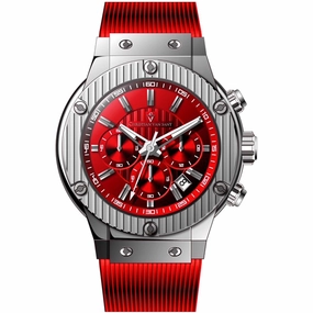 Christian Van Sant Men's Watch - Monarchy Chrono Red Dial Rubber Strap | CV8144