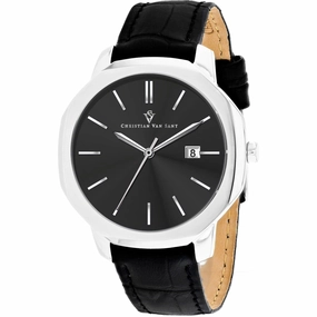 Christian Van Sant Men's Watch - Octavius Slim Quartz Black Dial Strap | CV0530