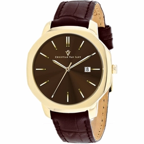 Christian Van Sant Men's Watch - Octavius Slim Quartz Brown Dial Strap | CV0537