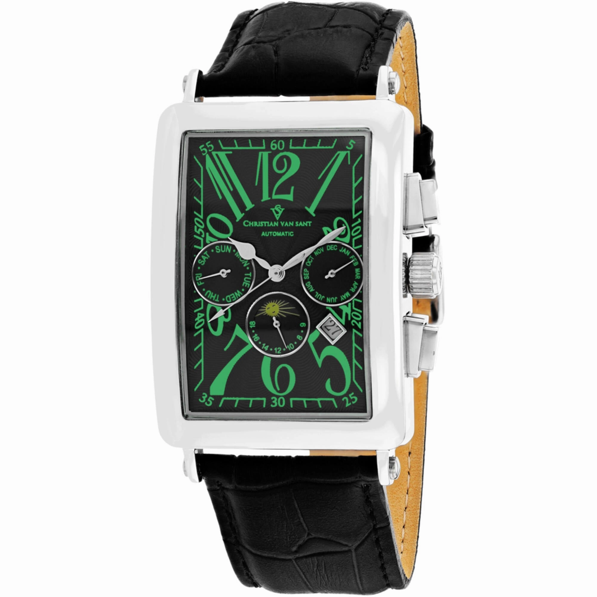 Christian Van Sant Men's Watch - Prodigy Automatic Black Dial Leather Strap | CV9136