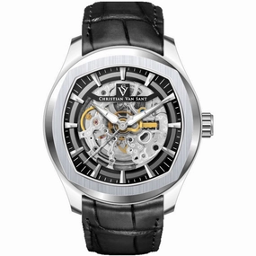 Christian Van Sant Men's Watch - Romeo Automatic Black Dial Leather Strap | CV9500