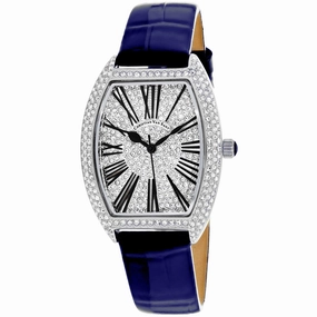 Christian Van Sant Women's Watch - Chic Silver Tone Dial Blue Leather Strap | CV4841