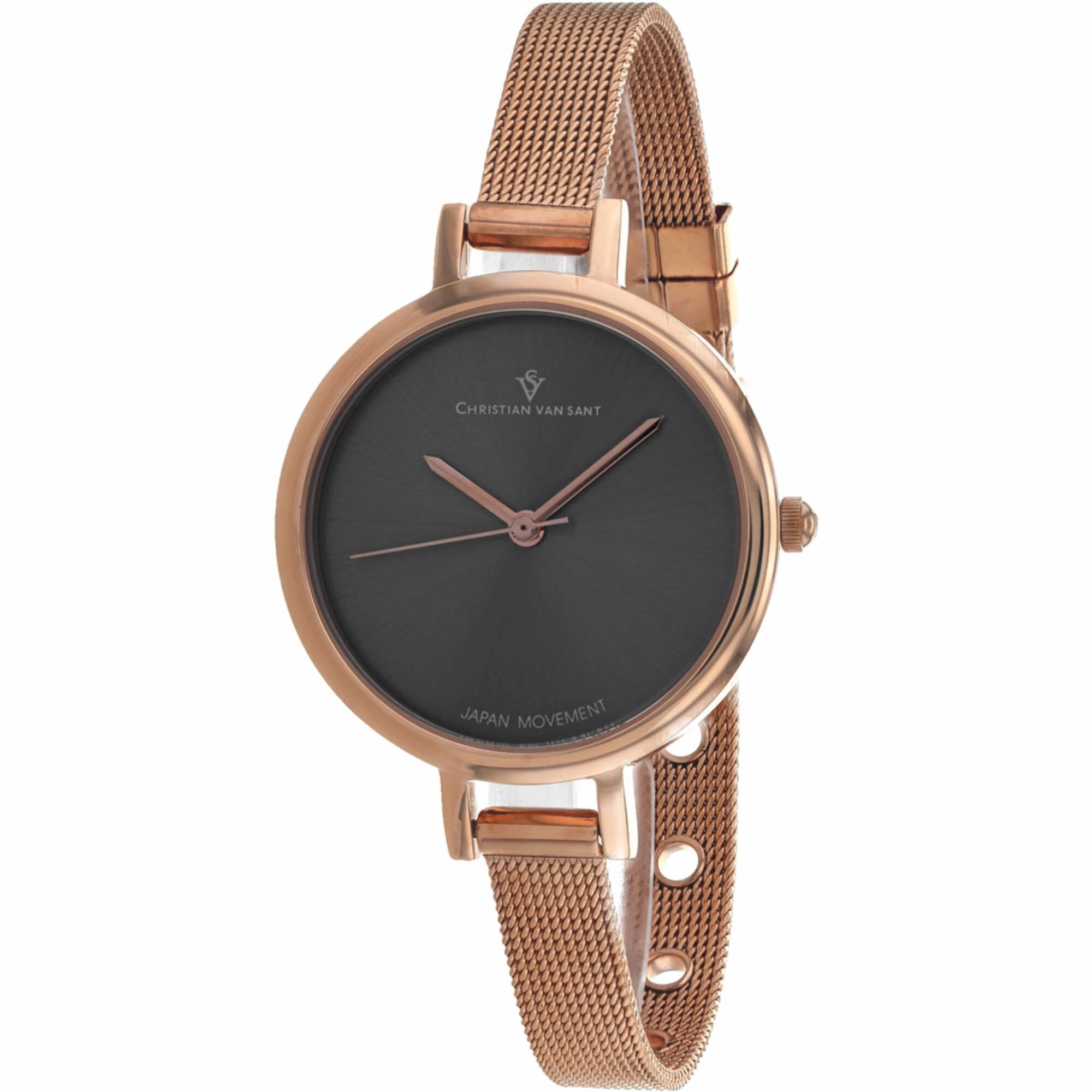 Christian Van Sant Women's Watch - Grace Quartz Grey Dial Rose Gold Steel | CV0286