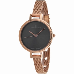 Christian Van Sant Women's Watch - Grace Quartz Grey Dial Rose Gold Steel | CV0286