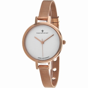 Christian Van Sant Women's Watch - Grace White Dial Rose Gold Bracelet | CV0281